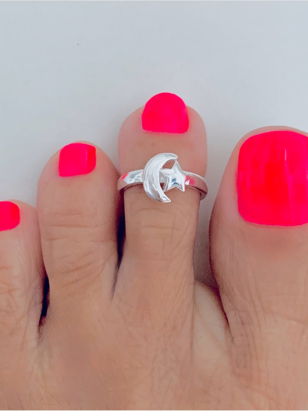 Sterling Silver Moon and Star Toe Ring, Midi Silver Rings, Celestial Jewelry